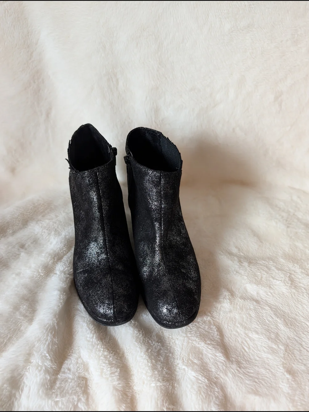 Sparkle Black Wedge Ankle Booties with Side Zip